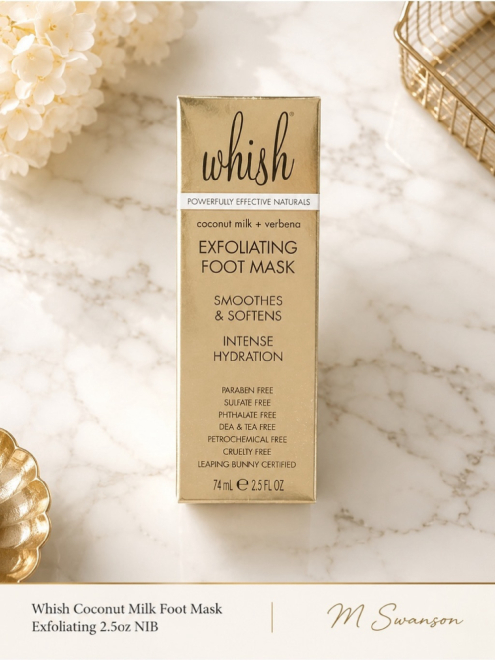 NEW Whish Coconut Milk + Verbena Exfoliating Foot Mask 2.5 oz NIB